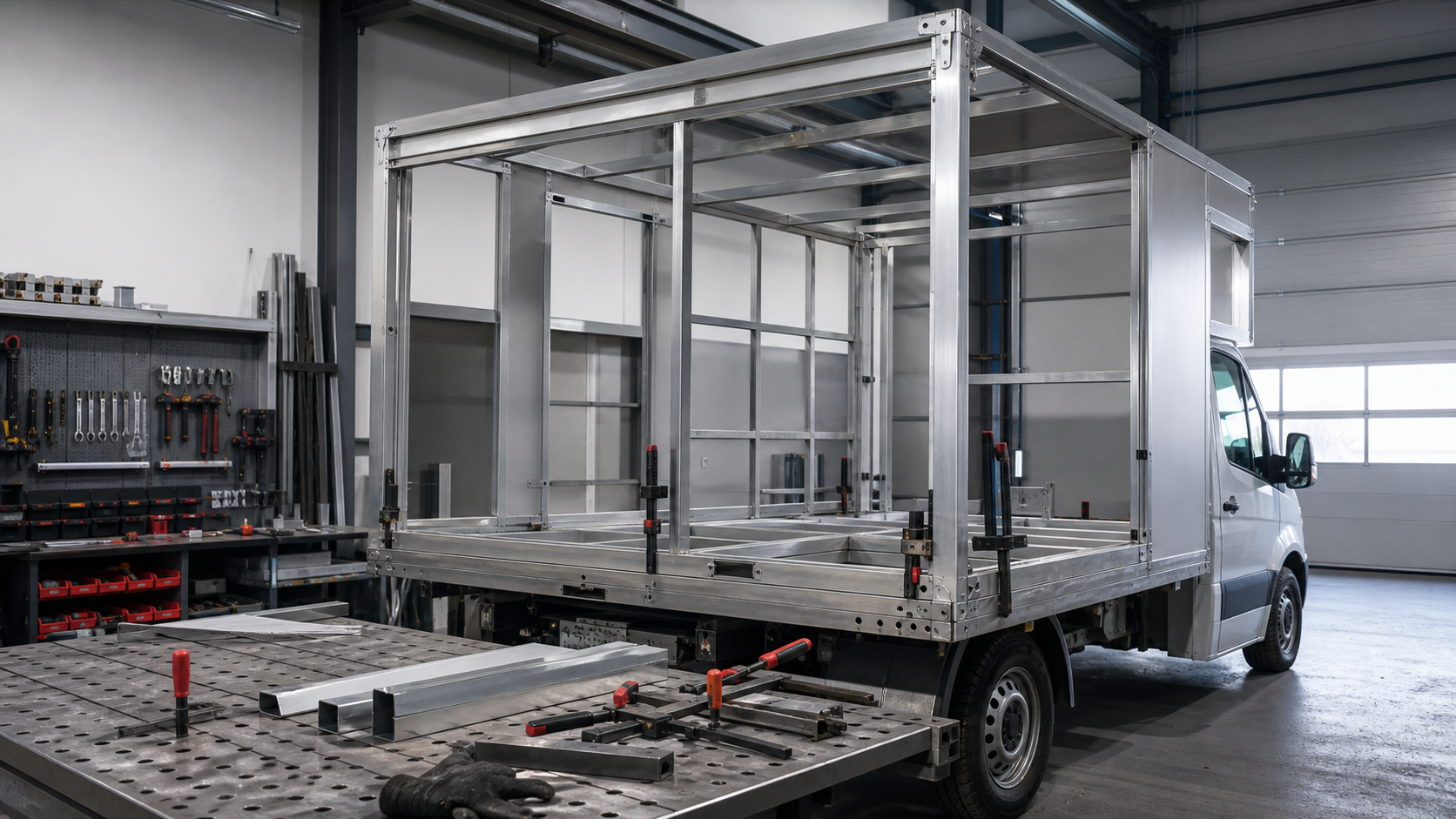 Fahrzeugaufbau und Metallarbeiten in der Werkstatt